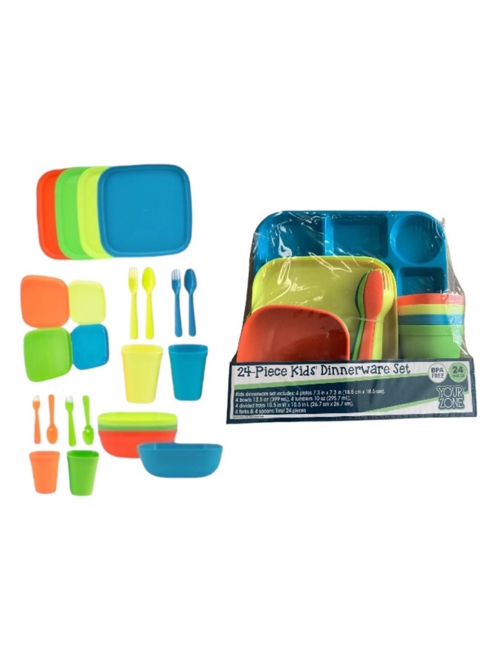 Your Zone Kids 24 Piece Dinnerware Set